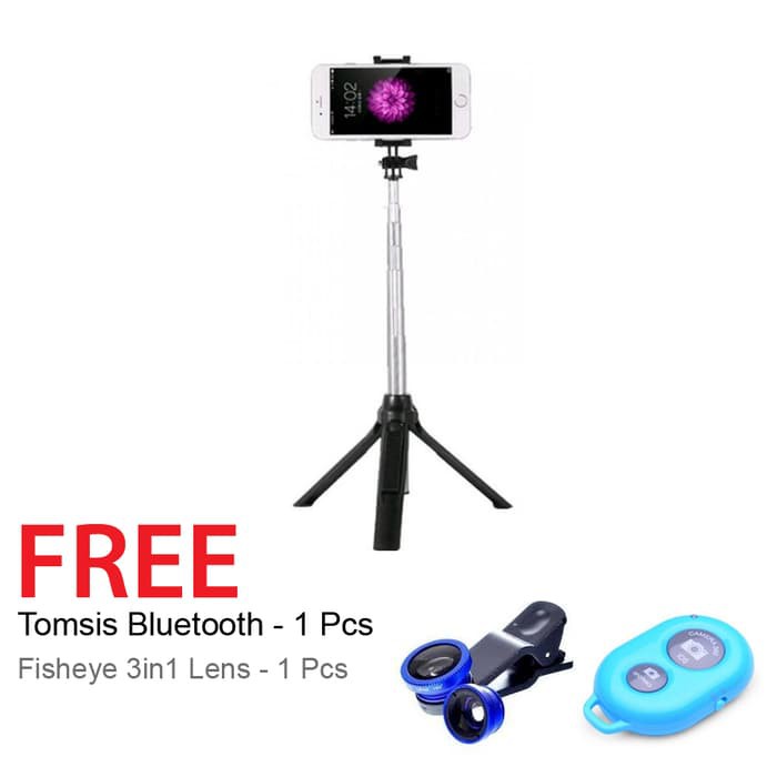 Tongsis Z07-1 Combo Tripod - Gratis Tomsis Bluetooth+Fisheye 3in1 Lens MM