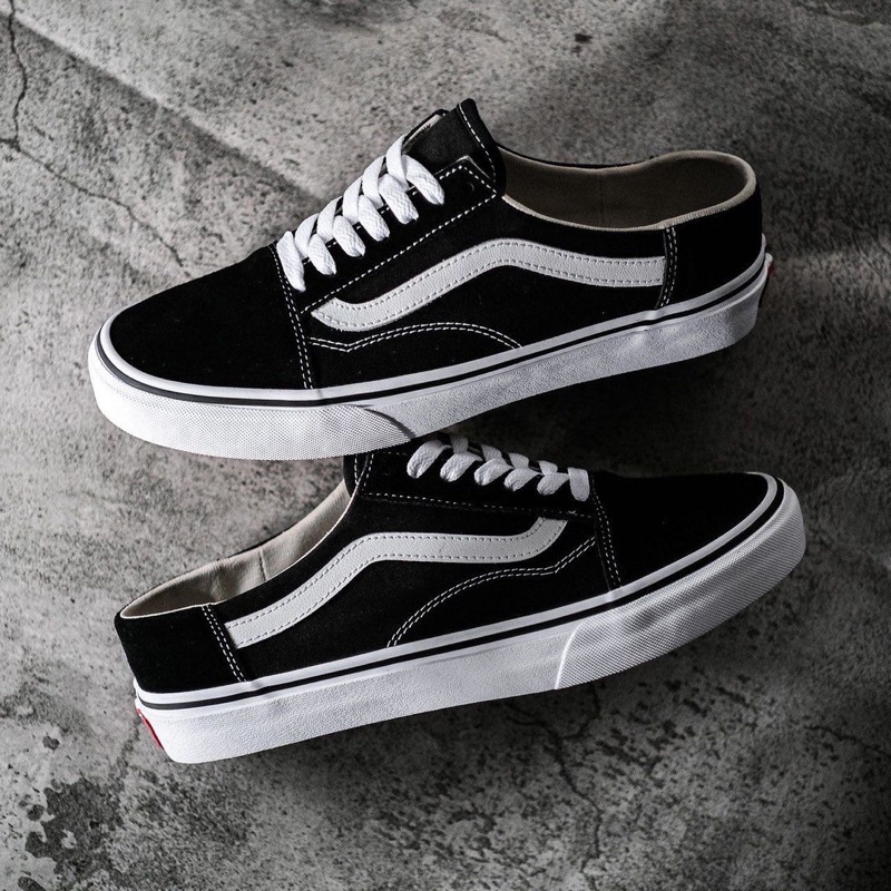 VANS OLDSKOOL MULE BLACK WHITE ORIGINAL 100%