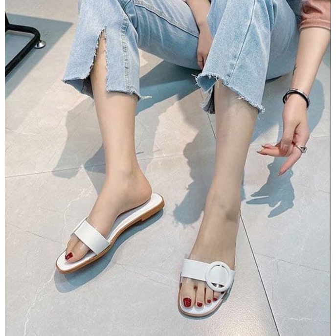 SS2356 sandal Slop Slip On import wanita kekinian model terbaru termurah