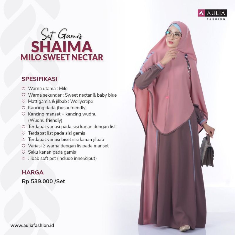 Gamis Set Hijab Gamis Syari Terbaru Aulia Fashion Shaima Milo Sweet Nectar