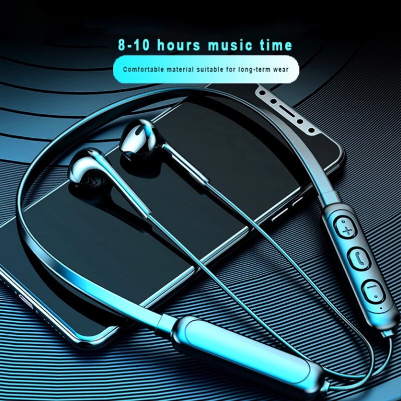 B7 Headset Bluetooth Leher Earphone Nirkabel Earphone Olahraga Stereo Earbud untuk Xiaomi Huawei Samsung Oppo Vivo Sony