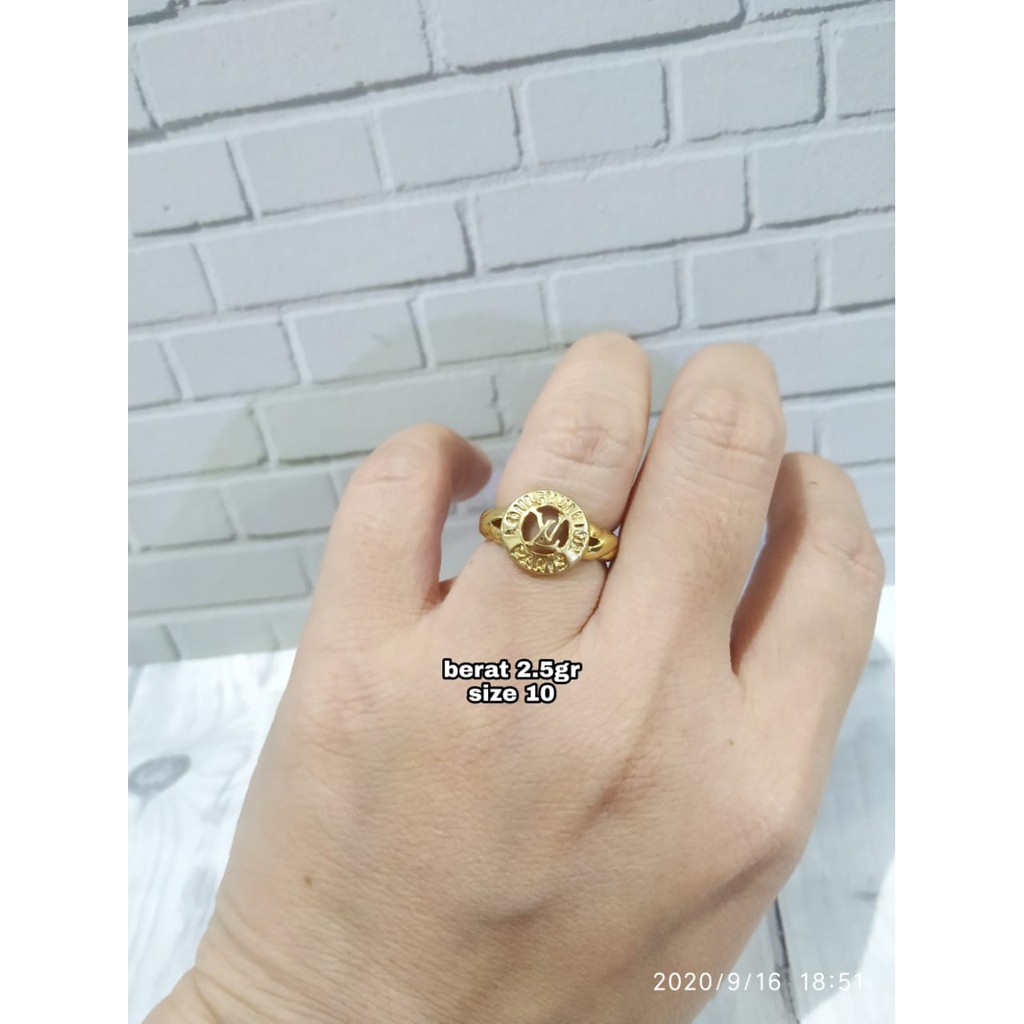 CINCIN BULAT VARIASI HURUF GOLD PERAK ASLI S925 KODE CD003