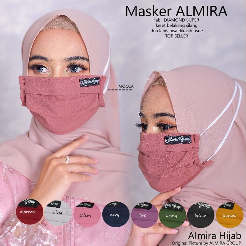 Masker Serut lembut nyaman dan Keren Masker Kain merk Simple Hijab dan Almira Grup