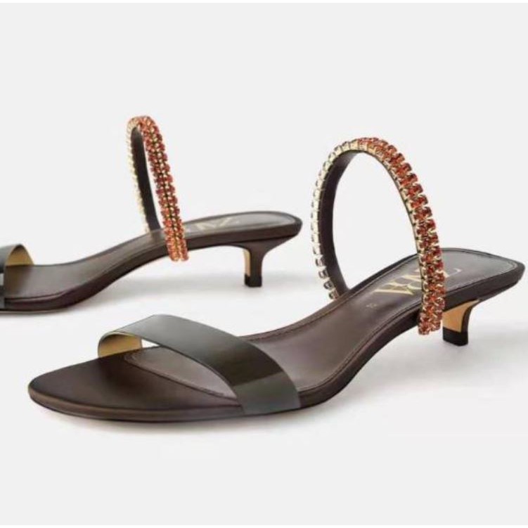 Zara Double Strap Kitten Heels 385 | Shopee Indonesia