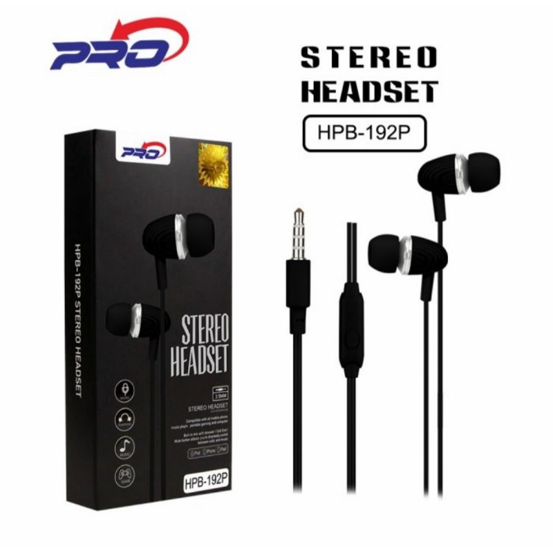HANDSFREE HEADSET EARPHONE PRO HPB-192P