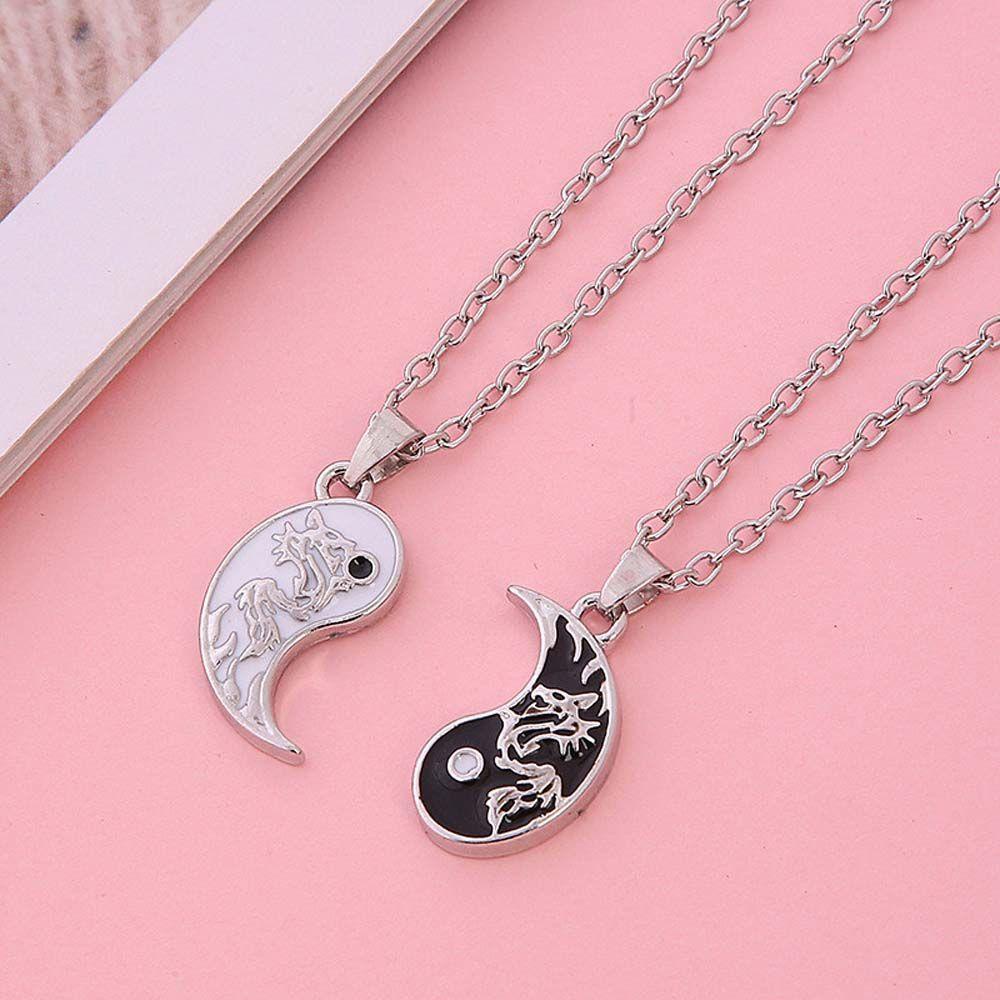 Needway   Tai Chi Kalung Wanita Unisex Hadiah Valentine Yin Yang Lovers Persahabatan Liontin Choker