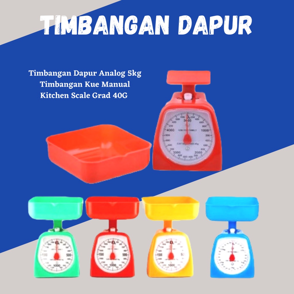 TERBARU!!! Timbangan Dapur Analog 5kg Timbangan Kue Manual Kitchen Scale Grad 40G