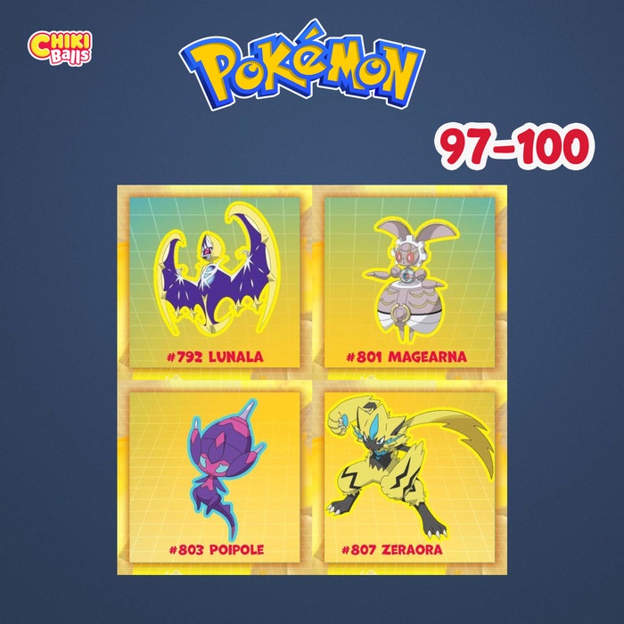 Pokemon Coins 2021 Chikiball No.97-100 LUNALA/MAGEARNA/POIPOLE/ZERAORA