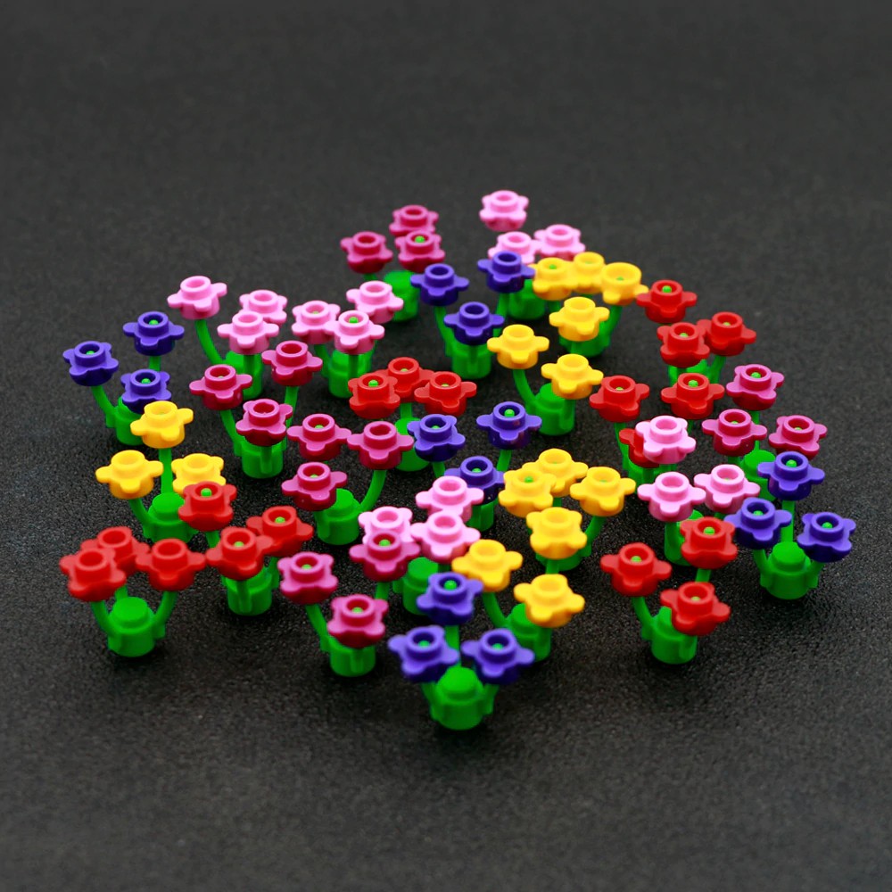 Mainan Lego City MOC Flower Accessory Building Blocks Mini Flower Green Plant Grass Friend Military