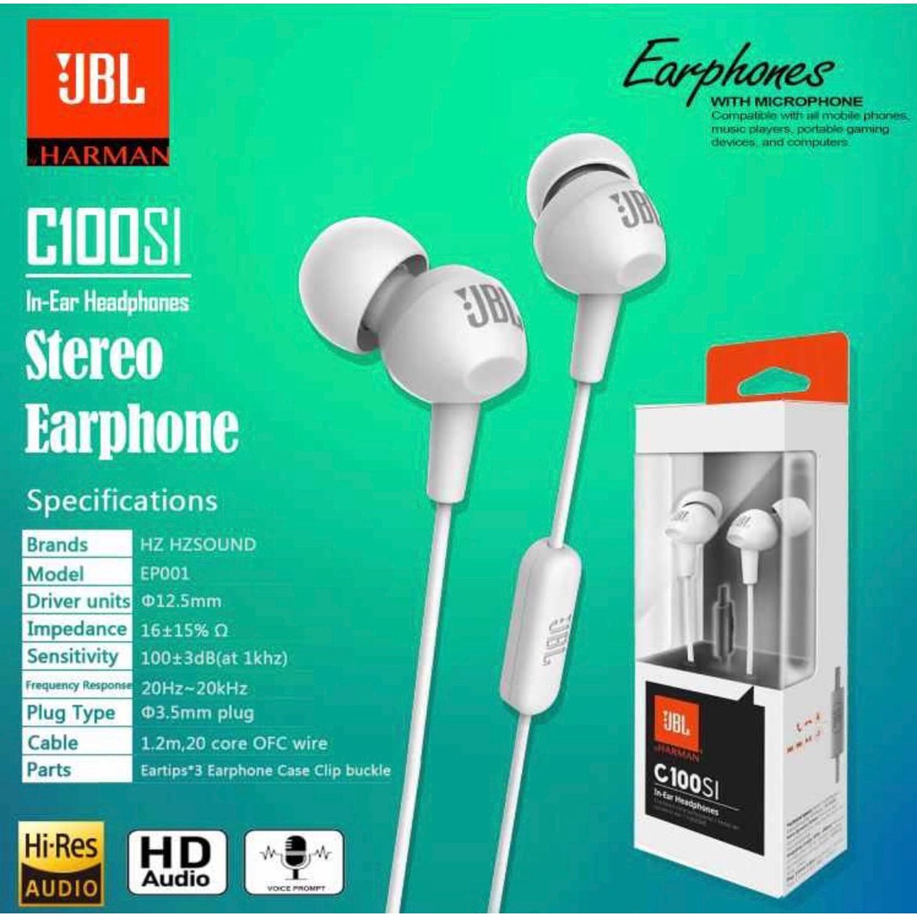 [SO] Hf Handsfree Headset JBL C100SI Stereo Earphone