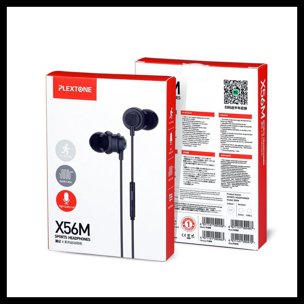BAYAR DITEMPAT PLEXTONE X56M Earphone Jack 3.5mm Wired Headset Mic Headphone Waterproof Import