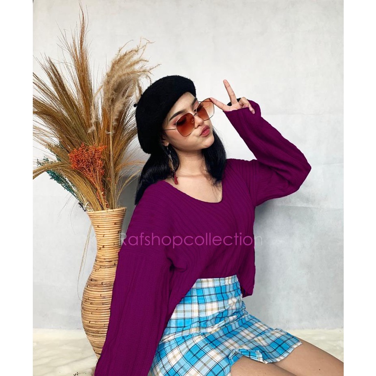 TOKUDAI CROP KNIT SWEATER_crop_Oversize_rajut tebal7get