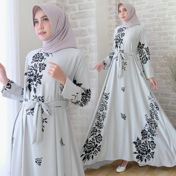 maxi maxmara ria abu fashion wanita gamis dres baju muslim