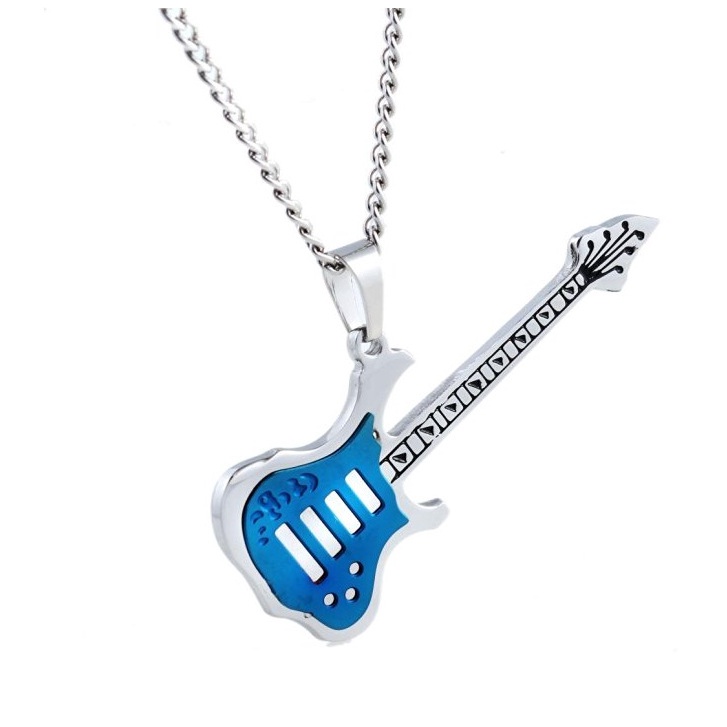 Korean Guitar Couple Necklace Music Lovers Stainless Steel Jewelry Necklace
