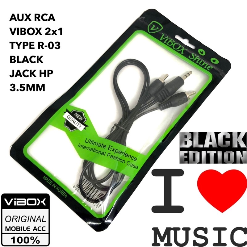 GROSIR KABEL AUX RCA R03 VIBOX RCA 2x1 BLACK SERIES R-03 JACK 3.5MM HD TO AV AUDIO OUTPUT