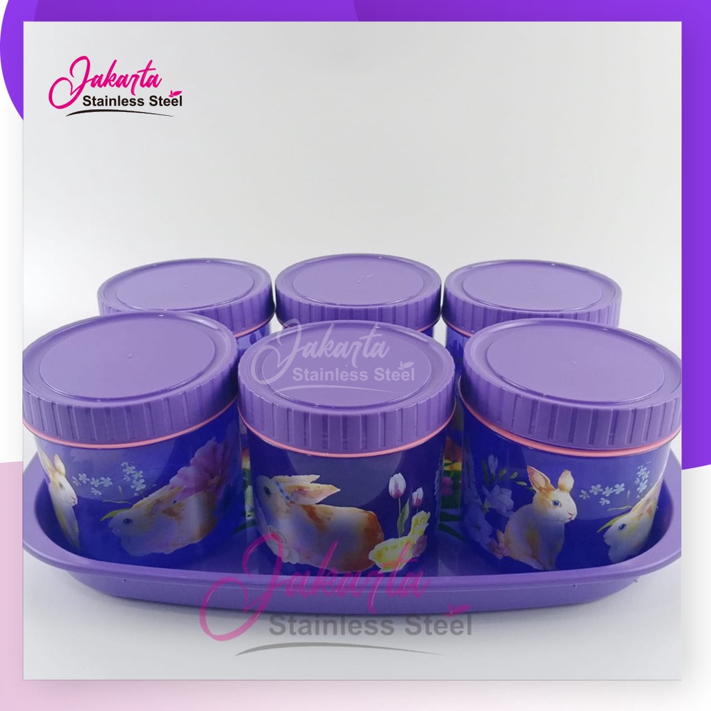 JSS - Toples Tempat Kue Kering Lebaran Toples Nastar Calista Tonam Nampan Plastik Cake Snack Jar Set