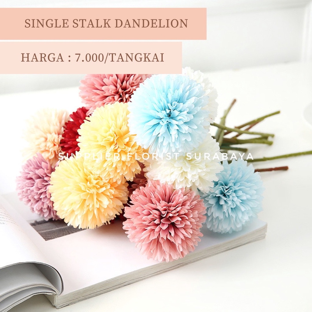 DANDELION ARTIFICIAL FLOWER BUNGA PALSU HIASAN BUNGA POM POM PING PONG DANDELION KECIL