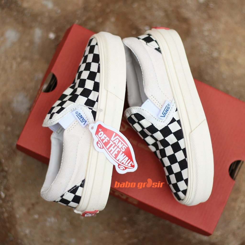 PROMO Sepatu Anak Vans Slip On Checkerboard Kids TOP Premium Quality, Bahan Kanvas, Sol Waffle DT Anti Slip Tidak Licin