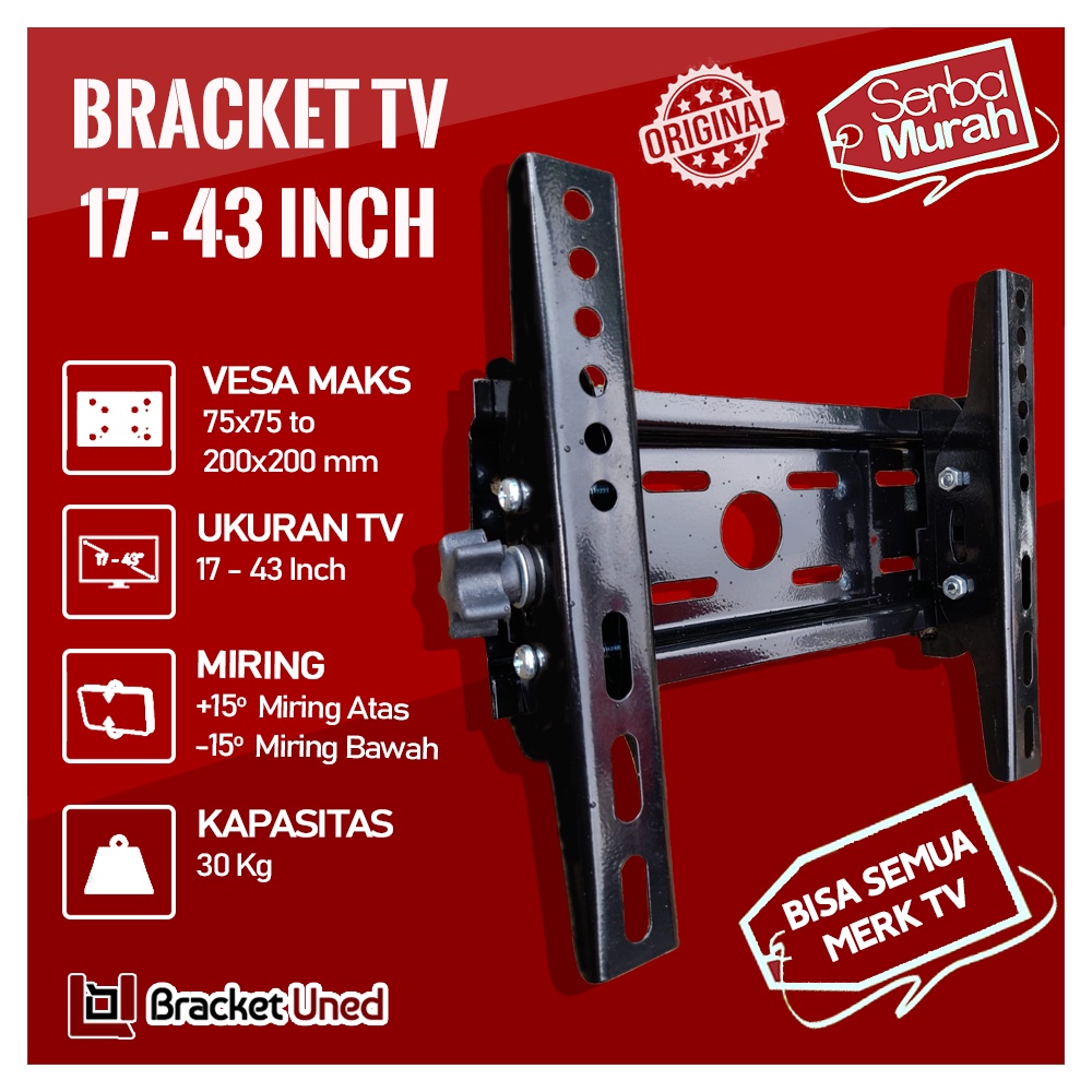 Bracket TV 32 40 43 24 21 29 17 14 inch Cocok 14 - 43 in LED LCD Bisa 3 Arah Breket TV Braket TV Bracket TV Briket TV Brecket TV Breaket TV Gantungan TV  BB1 Fasa