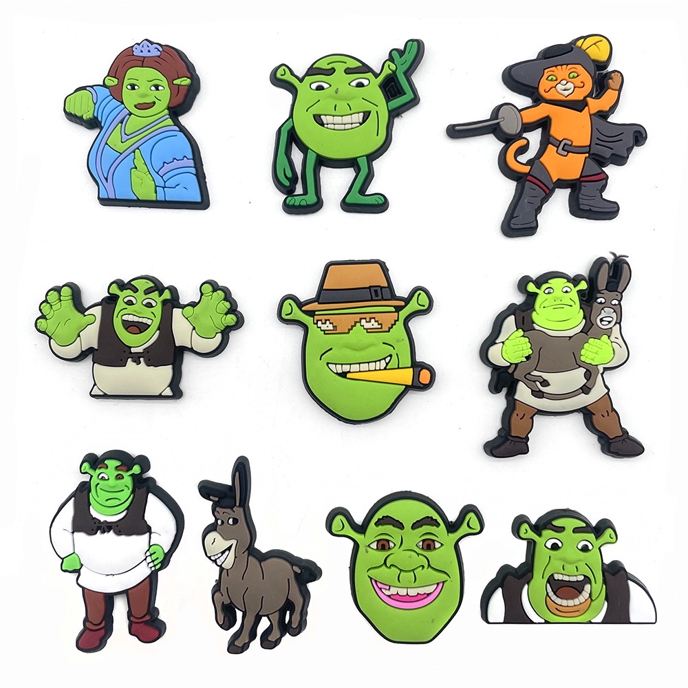 Crocs Jibbitz wanita charms sandal DIY monster hijau Shrek pin Aksesoris pria anak Bahan Untuk Dekorasi Sepatu Hadiah