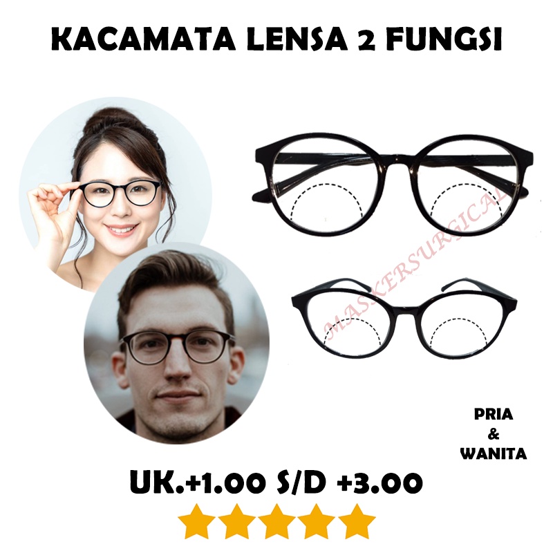 Kacamata Baca Lensa Plus (+)  2 fungsi +1.00 s/d +3.00 Reading Glasses Kacamata Plus Kaca Mata Pria 