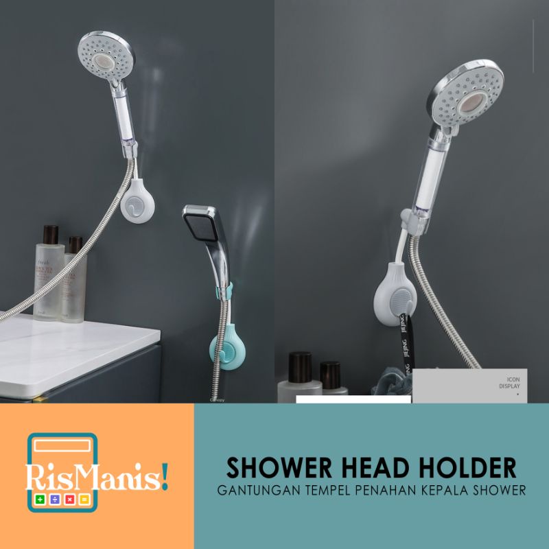 SHOWER HEAD HOLDER - Gantungan Tempel Tembok Toilet Hook Dinding Tempat Penahan Kepala Shower Kamar Mandi Hanger WC Flexible Rotasi 360 Derajat