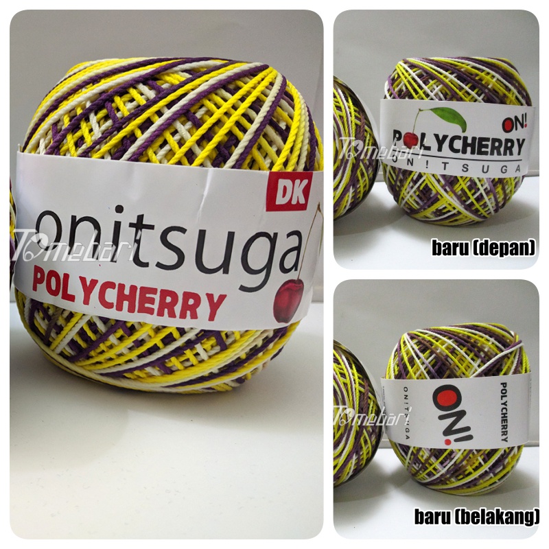 BENANG RAJUT POLYCHERRY SEMBUR OMBRE UNGU KUNING PUTIH 5309