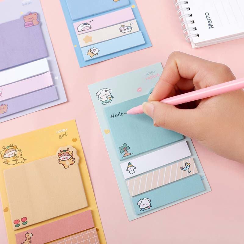 80 Lembar Sticky Note Tebal Portable Motif Kartun Untuk Stationery Sekolah / Kantor