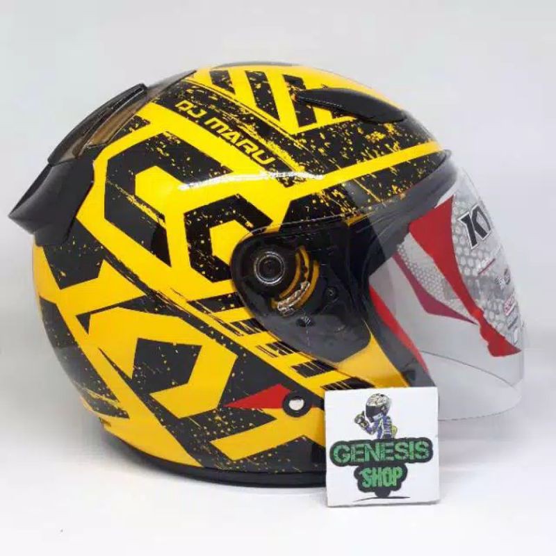 Helm KYT  half face helm KYT DJ MARU motif-#16 black yellow