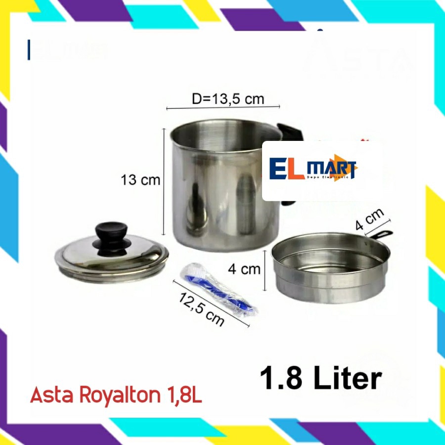 Oil Pot Saringan Minyak Goreng Stainless 1.8 Liter Asta Royalton Praktis dan simpel