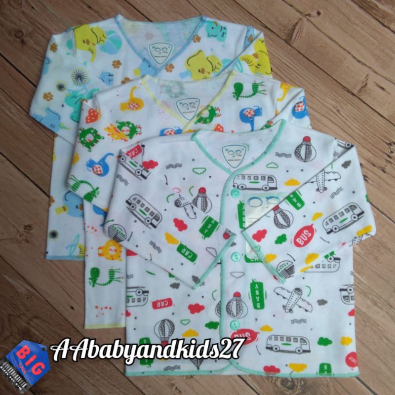 OP 3PC Baju Bayi Lengan Panjang Full Print Nyaman dan SNI Usia 0-6Bulan