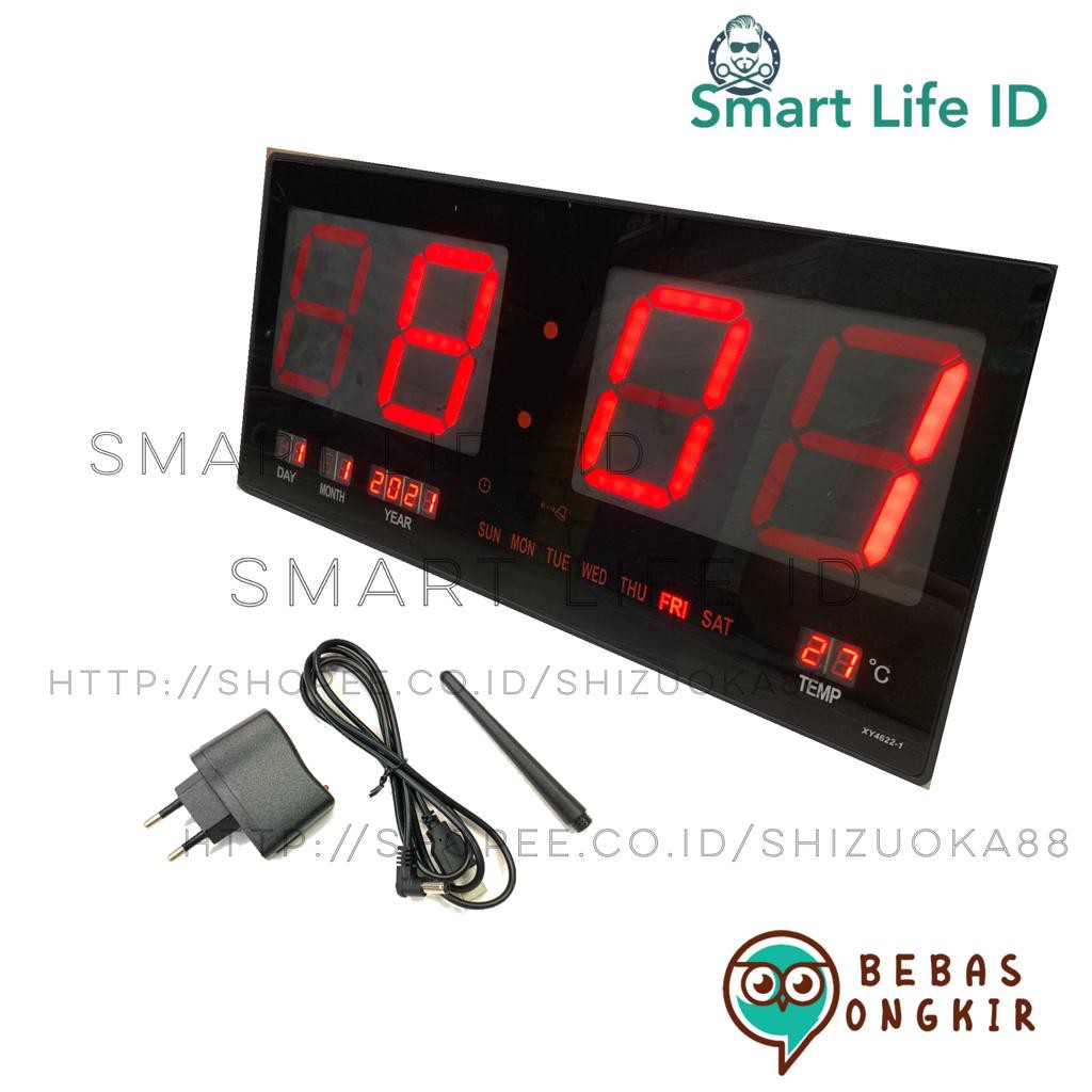 Jam Dinding LED Digital Alarm Clock Jam Meja Dekorasi Hiasan Dinding Rumah XY 4622 1 / 4622-1 Merah