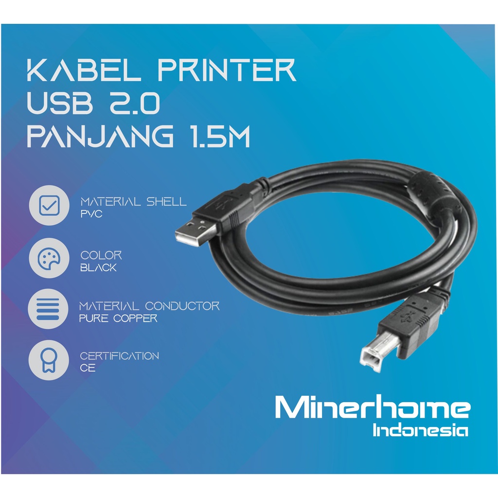 Kabel USB 2.0 Printer Type A Male to Type B Male