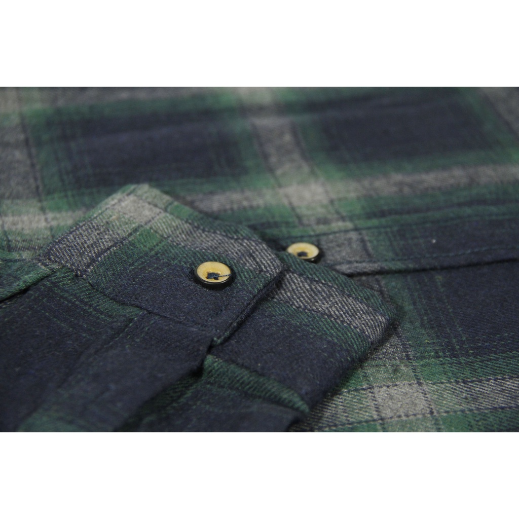 COD Kemeja Flanel Unisex Lengan Panjang Slimfit | Ilefen Tuelef Green Motif Kotak 100% Original Brand