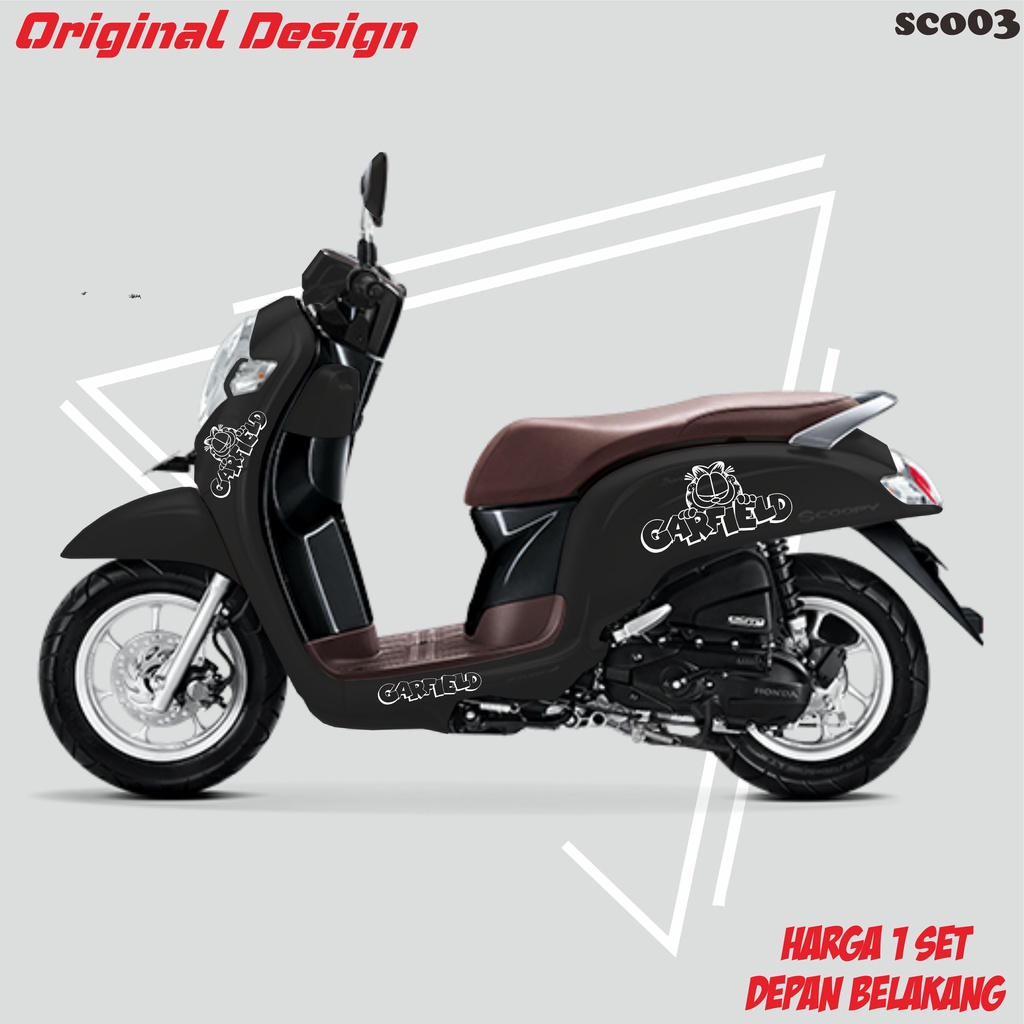 Bisa Custom Nama / Cutting Stiker Scoopy / Custom stiker cutting / Sticker Scoopy GARFIELD Satu Set 