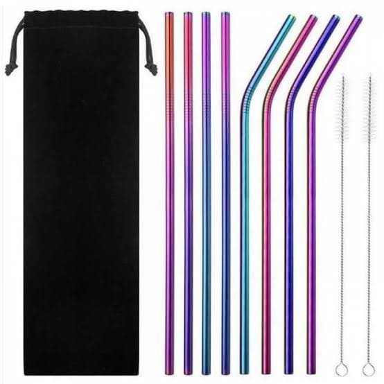 RAINBOW Paket Sedotan Stainless 4+4+2