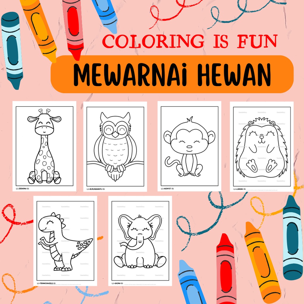 

Kertas Gambar Mewarnai Lembar Aktivitas A4 - Latih Imajinasi, Kreativitas, Eksplorasi Warna (Coloring Page) Anak Bebas Bosan Bebas Gadget SD TK PAUD LEVEL 1