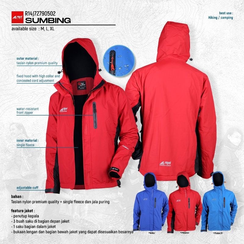 JAKET AREI REI SUMBING ORIGINAL ORI | JACKET CRABLER POLAR FLEECE TASLAN WIND WATER PROOF HANGAT PEN