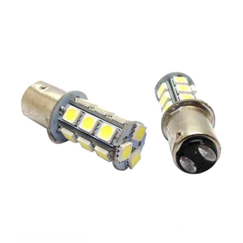 Lampu Rem 2 Kaki Kedip 12/24V Led Smd 2 Mode Blitz Strobo Flash Bayonet 18 Titik Stoplamp