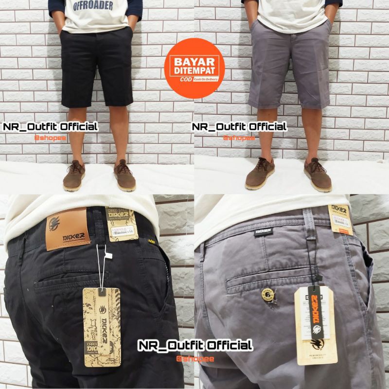 Original Dicker Canvas Premium Size 28-38 Celana Chino Pendek Pria Cotton Twill Tebal Tidak Berbulu