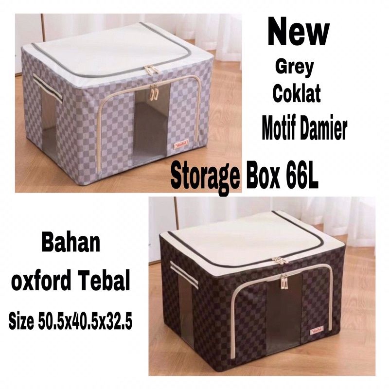 Kotak penyimpanan serbaguna Storage box 66L  motif damier