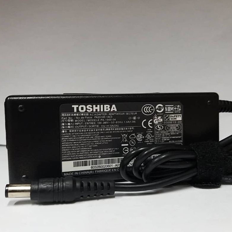 Adaptor Charger ORIGINAL Toshiba 19V 3.95A 75W L300