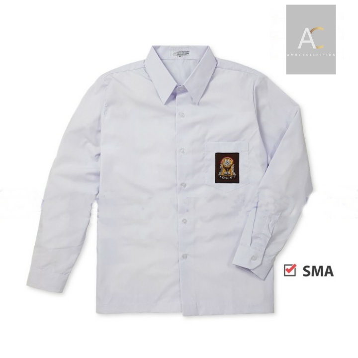 Baju SMA panjang GS bahan oxford Seragam sekolah Kemeja putih panjang