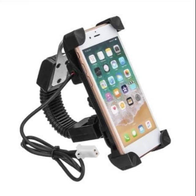 Holder Hp Motor Spion Charger USB Ojek Online
