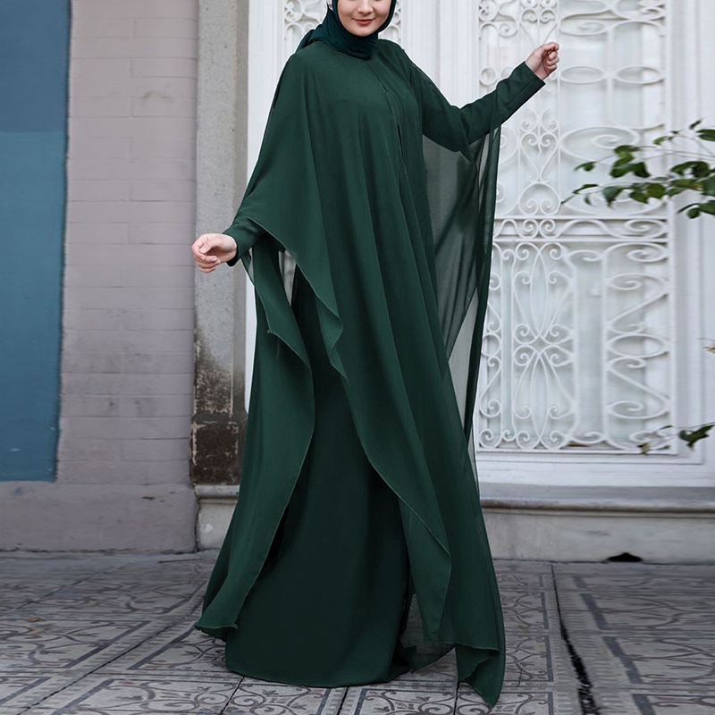 ZANZEA Women Full Sleeved Muslim Plus Size Casual Loose Elegant Long Dress Kaftan Maxi Dresses