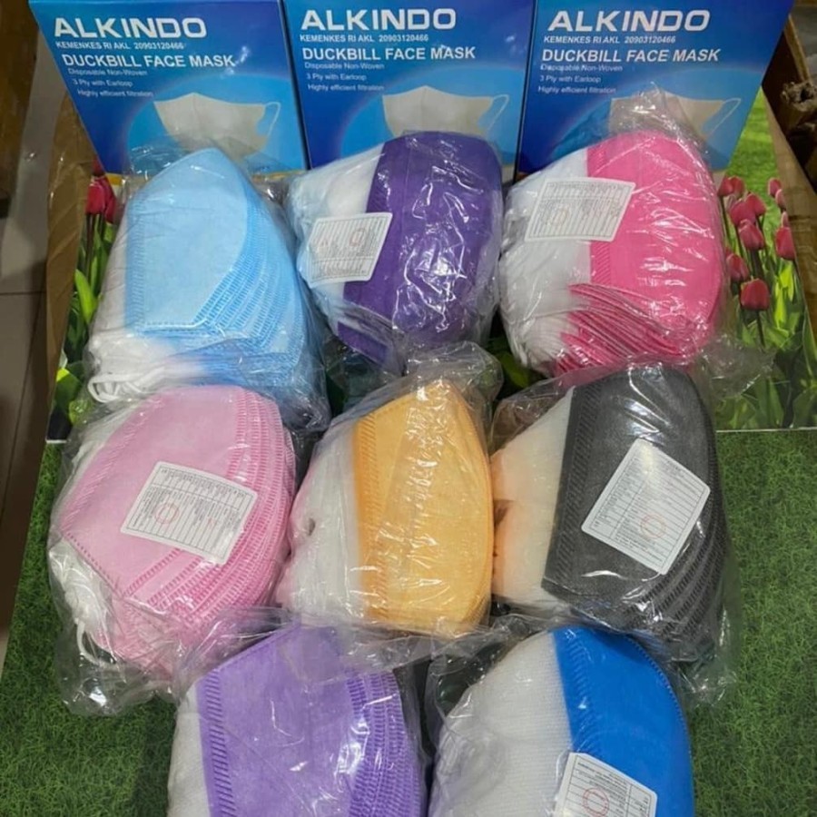 ALKINDO MASKER MEDIS DUCKBILL 3PLY KEMENKES ISI 50PCS FACE MASK ANTI COVID