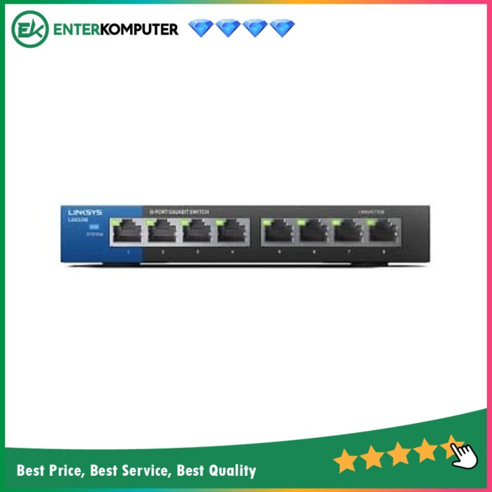 Networking Linksys Switch 8 Port Gigabit 10/100/1000 Mbps - LGS108-AP