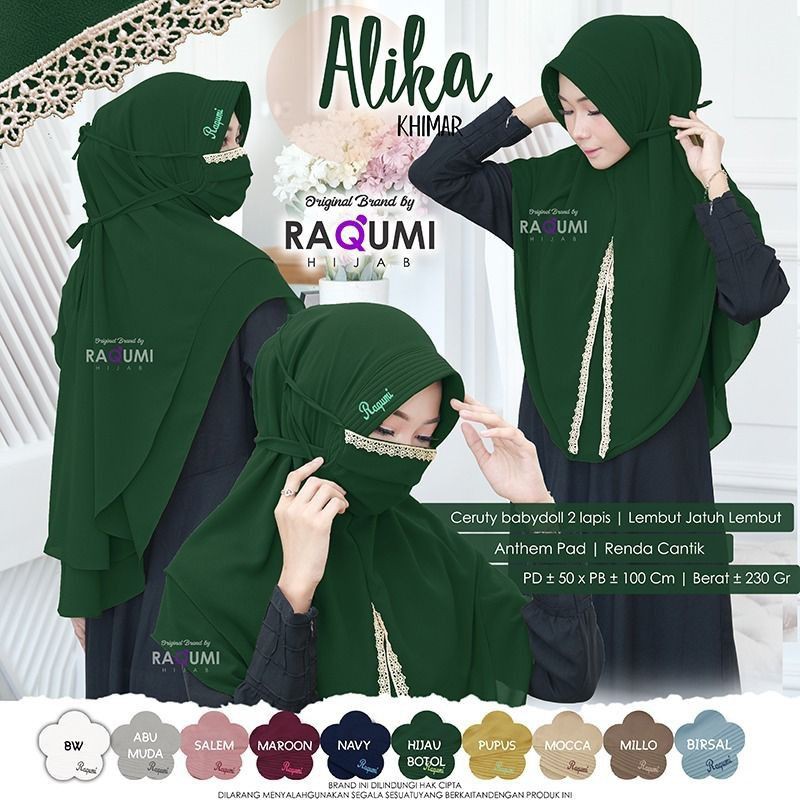 Jilbab Instan Alika Khimar Hijab ori by Raqumi