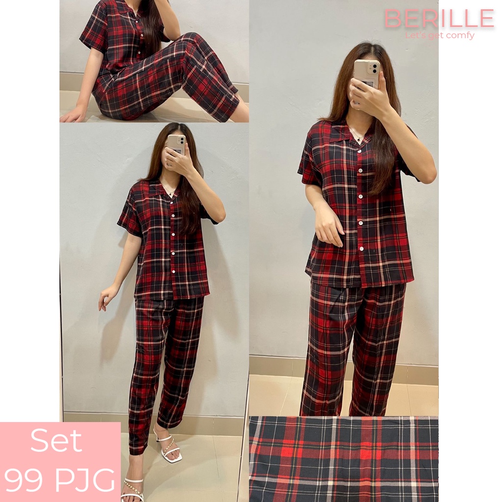 Piyama set Rayon Wanita / Setelan Piyama Wanita Motif / Piyama Rayon Viscose /  Piyama Motif Rayon Viscose Premium Termurah /Piyama Wanita Dewasa / Pajamas / Baju Tidur Wanita / Piyama setelan rayon viscose  (COD)-Set 99 PJG