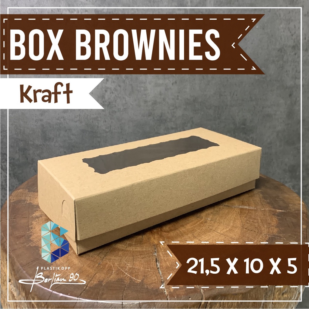 Dus Brownies Box Brownies Kraft Polos 21,5x10x5 /Box Brownies Jendela / Dus Kue Kraft